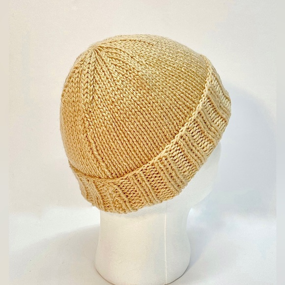 NWT Hand Knit Mens Basic Folded Brim Beanie Hat One Size Fits Most - Picture 3 of 7